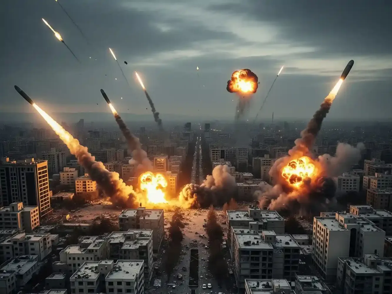 Bunker buster bombs falling on nuclear sites of iran